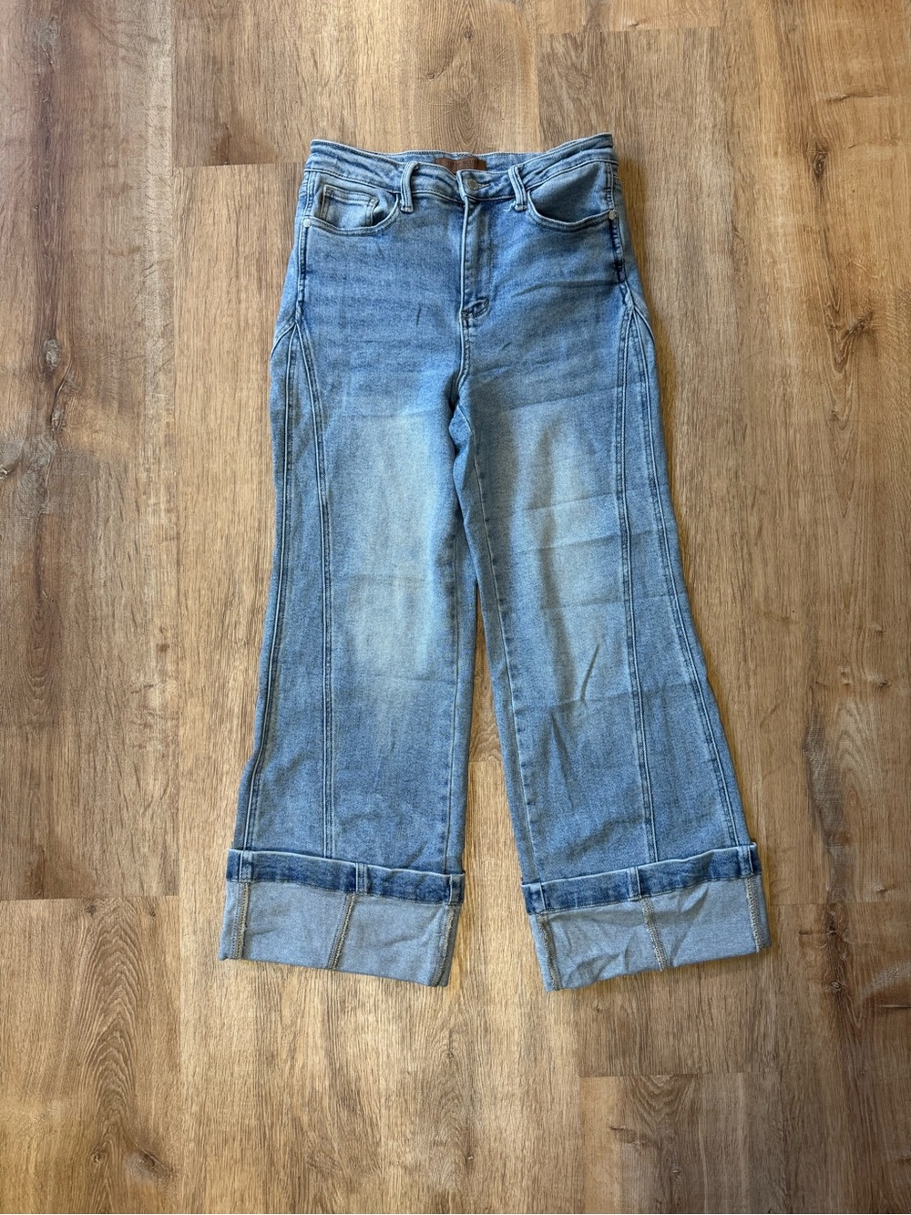 Judy Blue Wide-Leg Cuffed Jeans